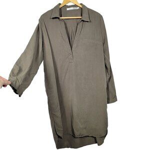 Lovers + Friends 100% Tencel Grey Light Weight 3/4 Sleeve Shirt Dress Size L